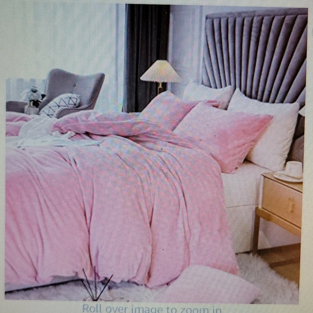 JSZS Pink Luxury Velvet Shaggy 3 pc Duvet Cover Set Full/Queen Cover 2 Sham New…
